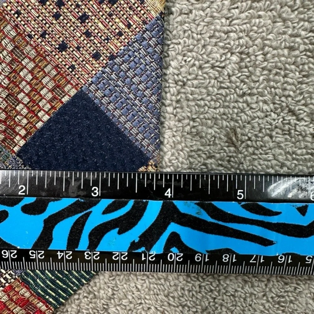 Paul Fredrick Mens Silk Patchwork Tie Multi Color Italian Silk Hand Tailored USA